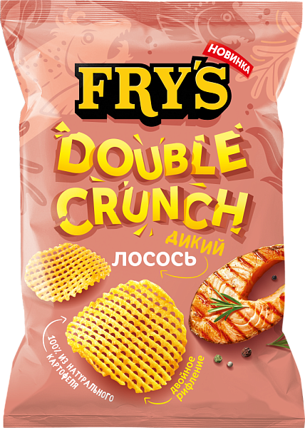 Чипсы из натурального картофеля рифленые «FRY’S» со вкусом «Лосось в сливочном соусе»